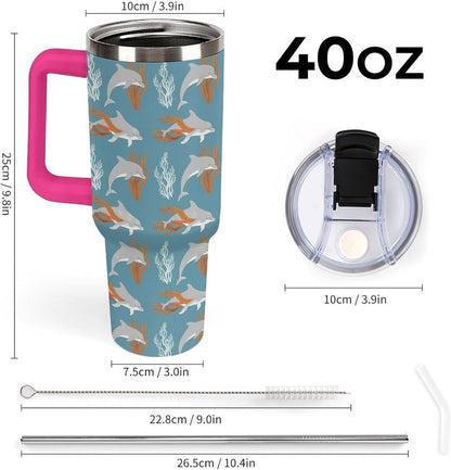Leakproof Car Cup Vacuum Sealed With Lid For Office Crystal Clear Blue Water Ripple Print Drinkware Light Rose Red-style-5 - Colors C