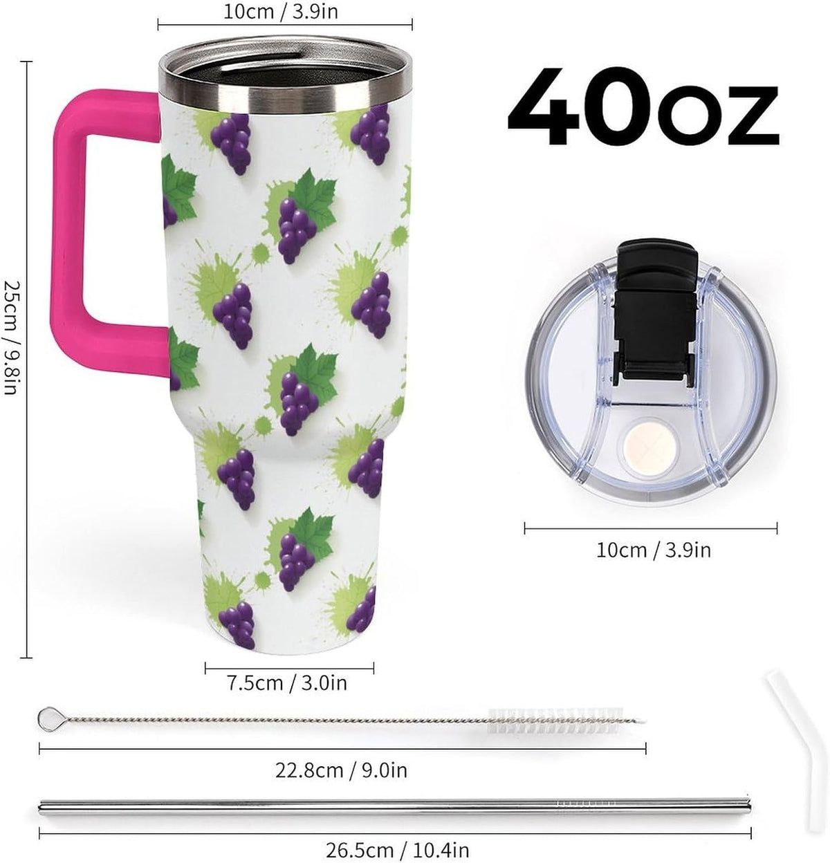 Leakproof Car Cup Vacuum Sealed With Lid For Office Crystal Clear Blue Water Ripple Print Drinkware Light Rose Red-style-5 - Colors C