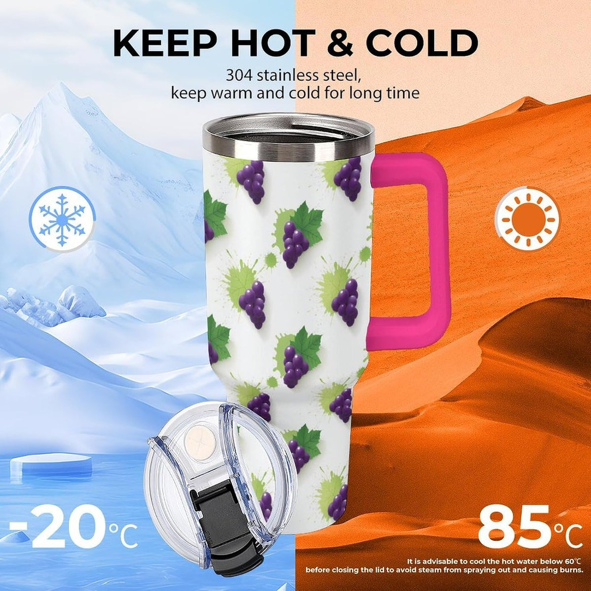 Leakproof Car Cup Vacuum Sealed With Lid For Office Crystal Clear Blue Water Ripple Print Drinkware Light Rose Red-style-5 - Colors C