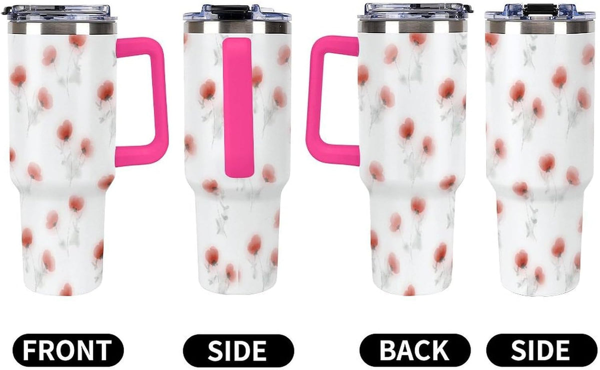 Leakproof Car Cup Vacuum Sealed With Lid For Office Crystal Clear Blue Water Ripple Print Drinkware Light Rose Red-style-5 - Colors C