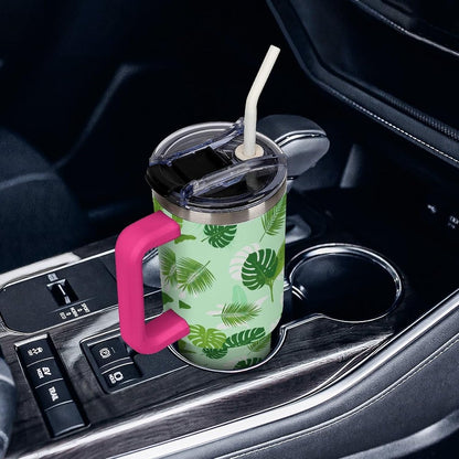 Leakproof Car Cup Vacuum Sealed With Lid For Office Crystal Clear Blue Water Ripple Print Drinkware Light Rose Red-style-5 - Colors C