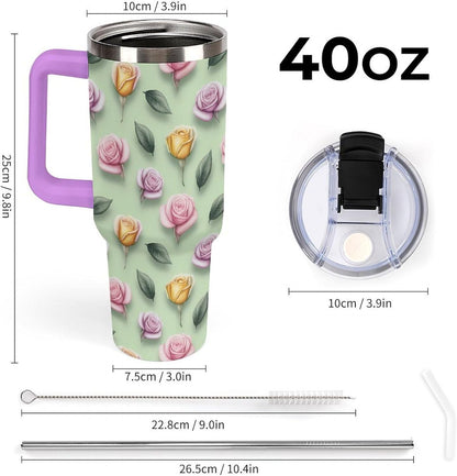 Leakproof Car Cup Vacuum Sealed With Lid For Office Crystal Clear Blue Water Ripple Print Drinkware Light Rose Red-style-5 - Colors C