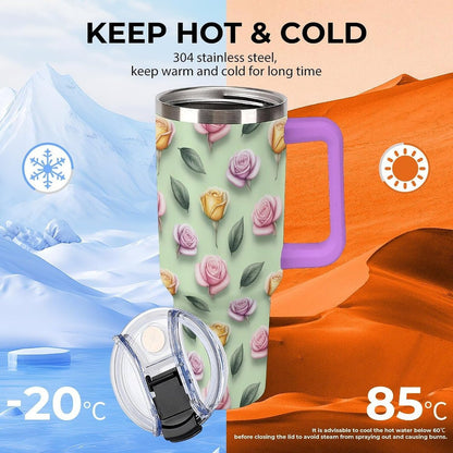 Leakproof Car Cup Vacuum Sealed With Lid For Office Crystal Clear Blue Water Ripple Print Drinkware Light Rose Red-style-5 - Colors C