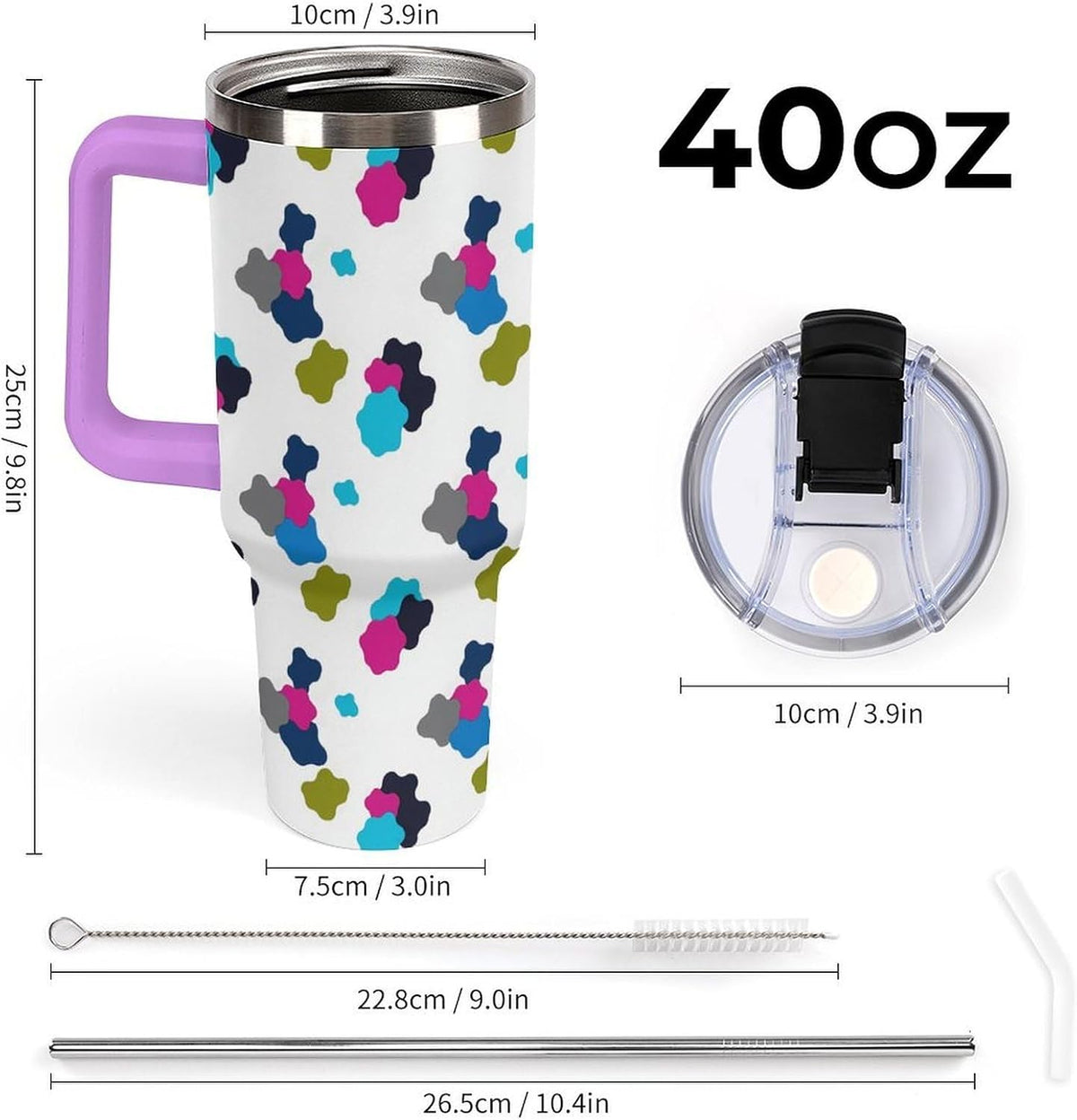 Leakproof Car Cup Vacuum Sealed With Lid For Office Crystal Clear Blue Water Ripple Print Drinkware Light Rose Red-style-5 - Colors C