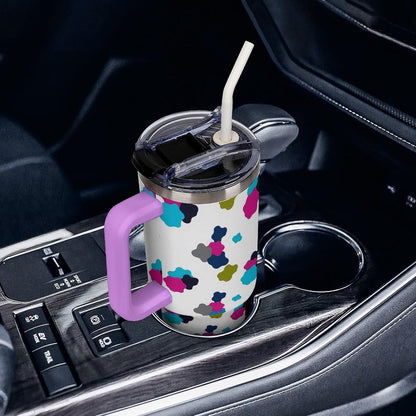 Leakproof Car Cup Vacuum Sealed With Lid For Office Crystal Clear Blue Water Ripple Print Drinkware Light Rose Red-style-5 - Colors C