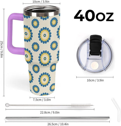 Leakproof Car Cup Vacuum Sealed With Lid For Office Crystal Clear Blue Water Ripple Print Drinkware Light Rose Red-style-5 - Colors C
