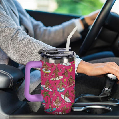 Leakproof Car Cup Vacuum Sealed With Lid For Office Crystal Clear Blue Water Ripple Print Drinkware Light Rose Red-style-5 - Colors C
