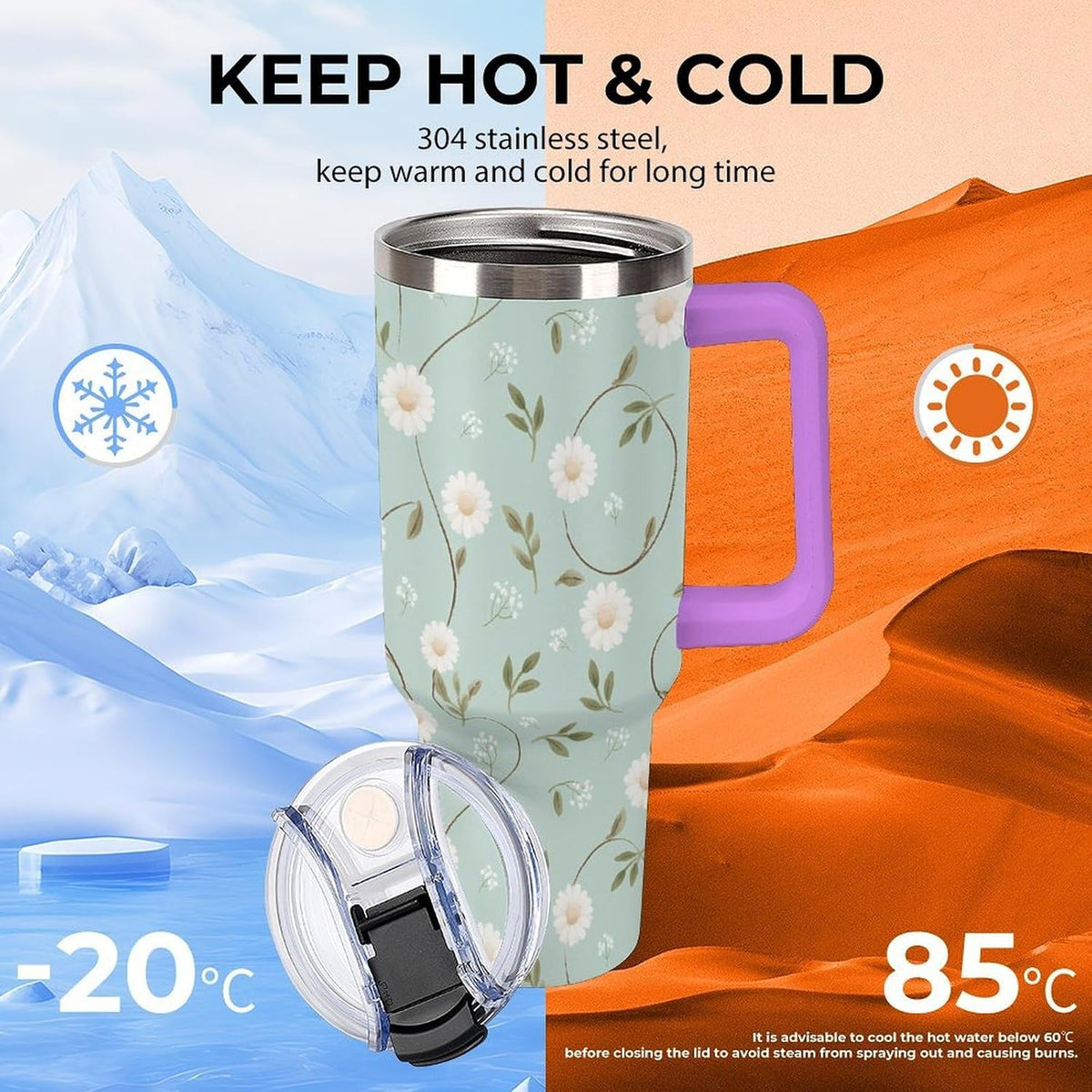 Leakproof Car Cup Vacuum Sealed With Lid For Office Crystal Clear Blue Water Ripple Print Drinkware Light Rose Red-style-5 - Colors C