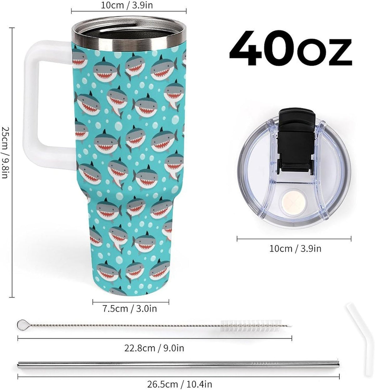 Leakproof Car Cup Vacuum Sealed With Lid For Office Crystal Clear Blue Water Ripple Print Drinkware Light Rose Red-style-5 - Colors C