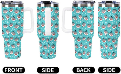 Leakproof Car Cup Vacuum Sealed With Lid For Office Crystal Clear Blue Water Ripple Print Drinkware Light Rose Red-style-5 - Colors C
