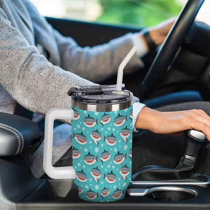 Leakproof Car Cup Vacuum Sealed With Lid For Office Crystal Clear Blue Water Ripple Print Drinkware Light Rose Red-style-5 - Colors C