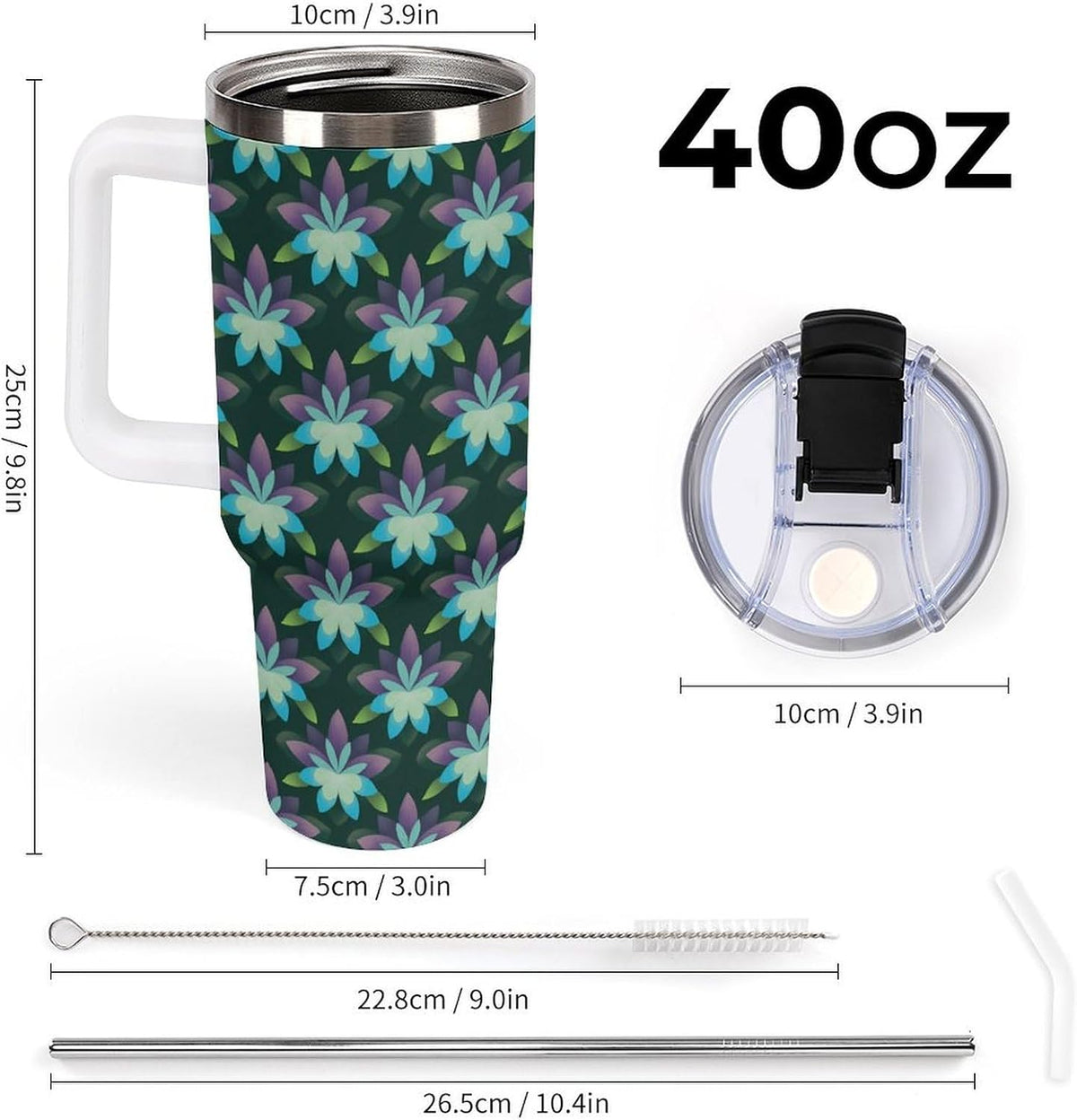 Leakproof Car Cup Vacuum Sealed With Lid For Office Crystal Clear Blue Water Ripple Print Drinkware Light Rose Red-style-5 - Colors C