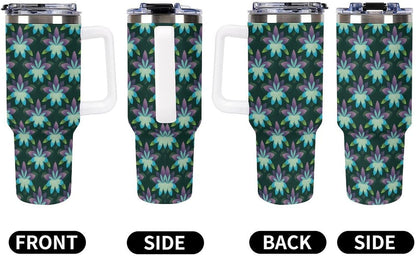 Leakproof Car Cup Vacuum Sealed With Lid For Office Crystal Clear Blue Water Ripple Print Drinkware Light Rose Red-style-5 - Colors C