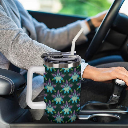Leakproof Car Cup Vacuum Sealed With Lid For Office Crystal Clear Blue Water Ripple Print Drinkware Light Rose Red-style-5 - Colors C