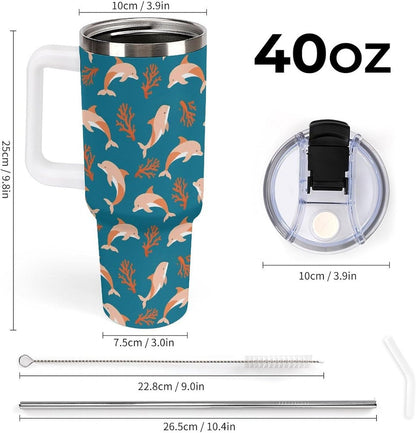 Leakproof Car Cup Vacuum Sealed With Lid For Office Crystal Clear Blue Water Ripple Print Drinkware Light Rose Red-style-5 - Colors C
