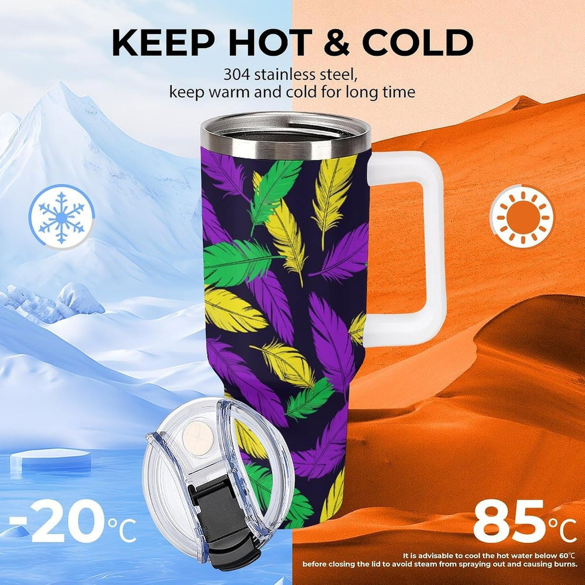 Leakproof Car Cup Vacuum Sealed With Lid For Office Crystal Clear Blue Water Ripple Print Drinkware Light Rose Red-style-5 - Colors C