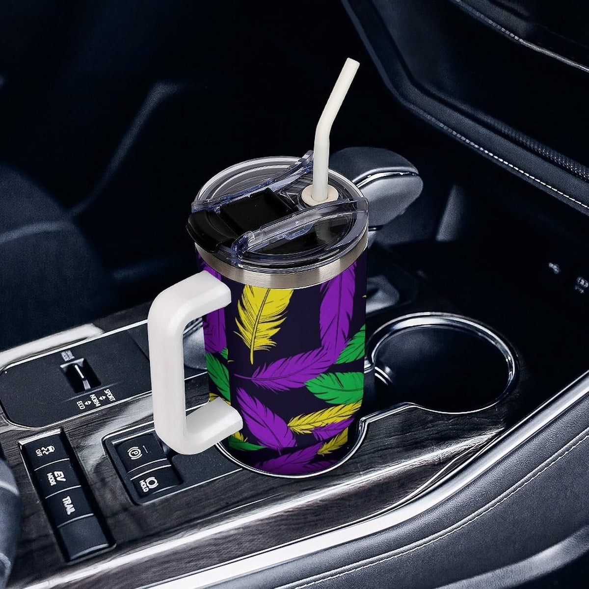Leakproof Car Cup Vacuum Sealed With Lid For Office Crystal Clear Blue Water Ripple Print Drinkware Light Rose Red-style-5 - Colors C