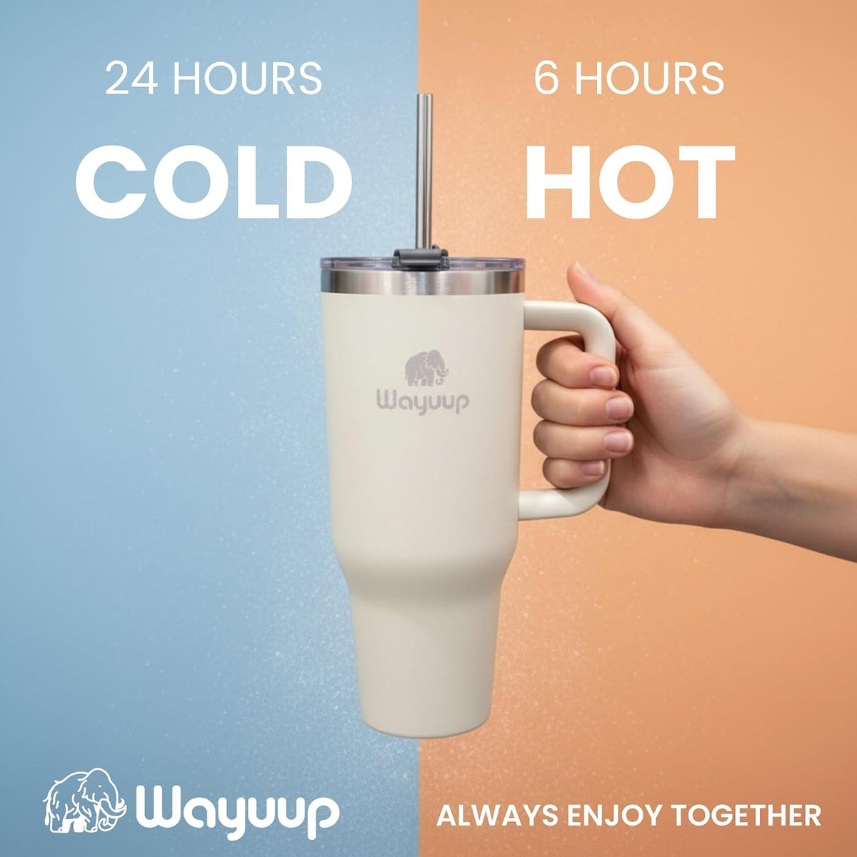 40 oz Tumbler with Handle and Straw Lid, Stainless Steel Vacuum Insulated Double Wall Water Bottle Leak-proof, Non Slip more than 24 Hrs or Hot for 6 Hrs (Flamingo), WPM40