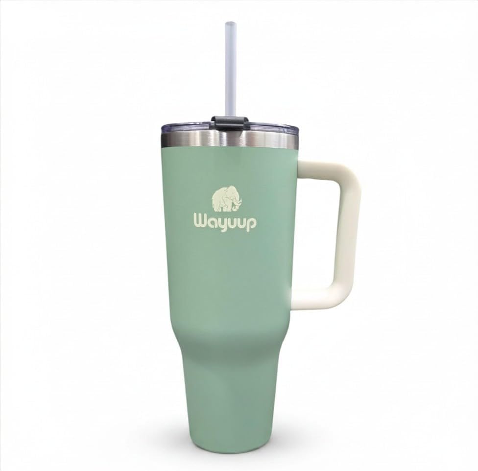 40 oz Tumbler with Handle and Straw Lid, Stainless Steel Vacuum Insulated Double Wall Water Bottle Leak-proof, Non Slip more than 24 Hrs or Hot for 6 Hrs (Flamingo), WPM40