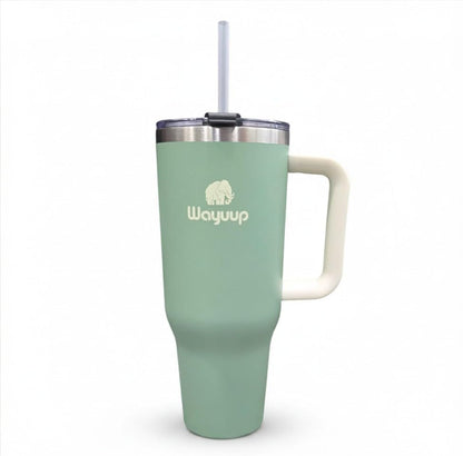 40 oz Tumbler with Handle and Straw Lid, Stainless Steel Vacuum Insulated Double Wall Water Bottle Leak-proof, Non Slip more than 24 Hrs or Hot for 6 Hrs (Flamingo), WPM40