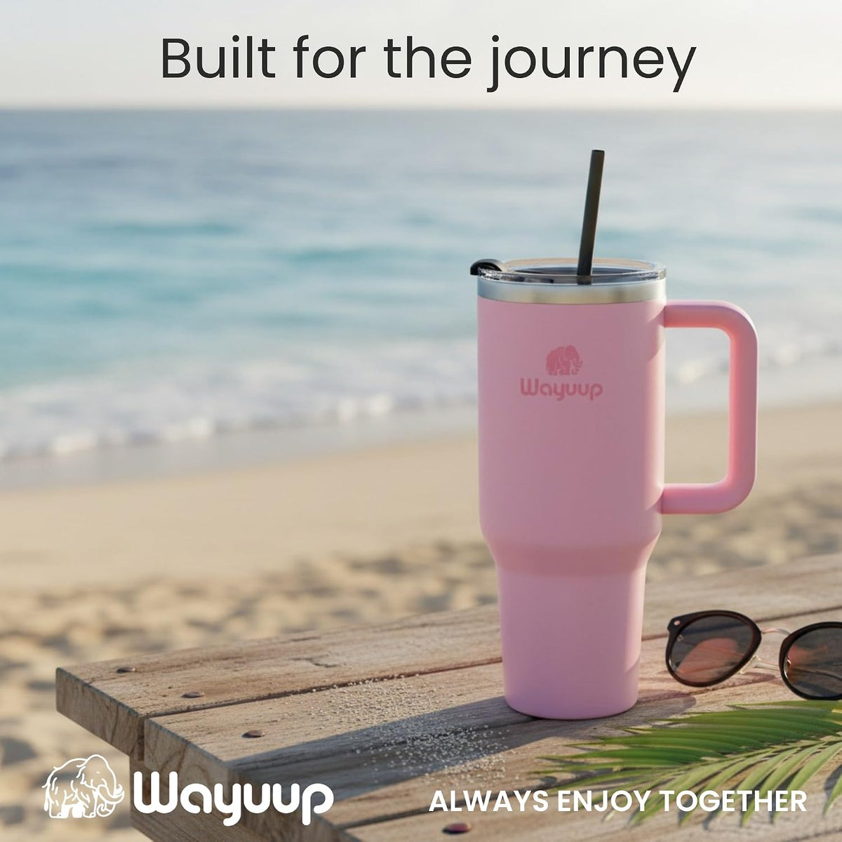 40 oz Tumbler with Handle and Straw Lid, Stainless Steel Vacuum Insulated Double Wall Water Bottle Leak-proof, Non Slip more than 24 Hrs or Hot for 6 Hrs (Flamingo), WPM40
