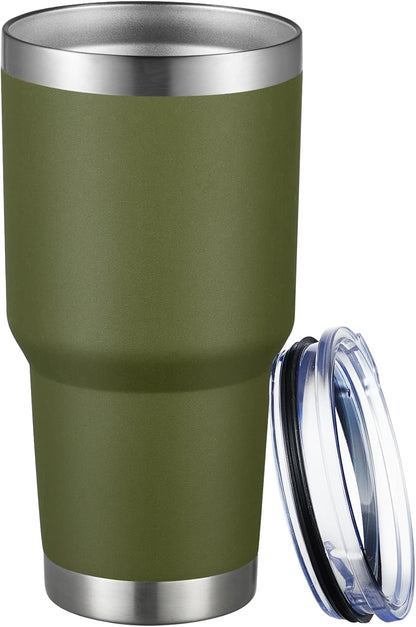 30oz Tumbler Double Wall Vacuum Insulated Travel Mug, Stainless Steel Tumbler with Lid, Durable Powder Coated Insulated Coffee Cup for Cold & Hot Drinks (Silver)
