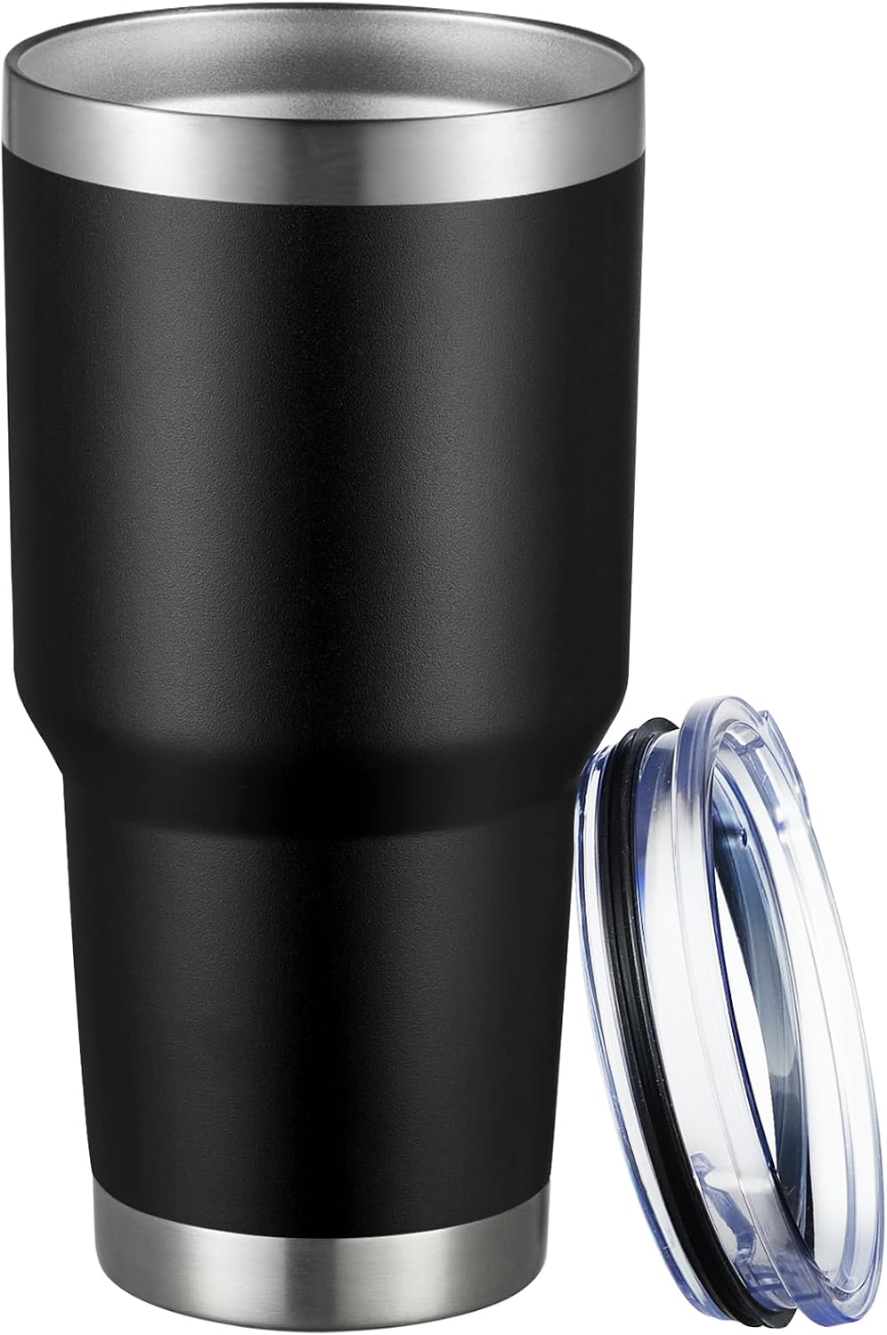 30oz Tumbler Double Wall Vacuum Insulated Travel Mug, Stainless Steel Tumbler with Lid, Durable Powder Coated Insulated Coffee Cup for Cold & Hot Drinks (Silver)