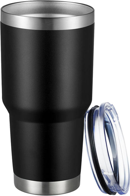 30oz Tumbler Double Wall Vacuum Insulated Travel Mug, Stainless Steel Tumbler with Lid, Durable Powder Coated Insulated Coffee Cup for Cold & Hot Drinks (Silver)