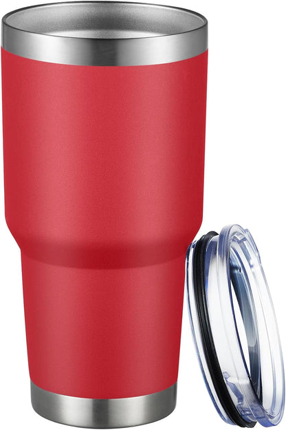 30oz Tumbler Double Wall Vacuum Insulated Travel Mug, Stainless Steel Tumbler with Lid, Durable Powder Coated Insulated Coffee Cup for Cold & Hot Drinks (Silver)