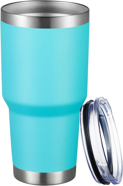 30oz Tumbler Double Wall Vacuum Insulated Travel Mug, Stainless Steel Tumbler with Lid, Durable Powder Coated Insulated Coffee Cup for Cold & Hot Drinks (Silver)