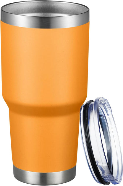 30oz Tumbler Double Wall Vacuum Insulated Travel Mug, Stainless Steel Tumbler with Lid, Durable Powder Coated Insulated Coffee Cup for Cold & Hot Drinks (Silver)