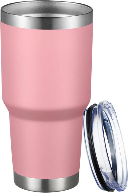 30oz Tumbler Double Wall Vacuum Insulated Travel Mug, Stainless Steel Tumbler with Lid, Durable Powder Coated Insulated Coffee Cup for Cold & Hot Drinks (Silver)