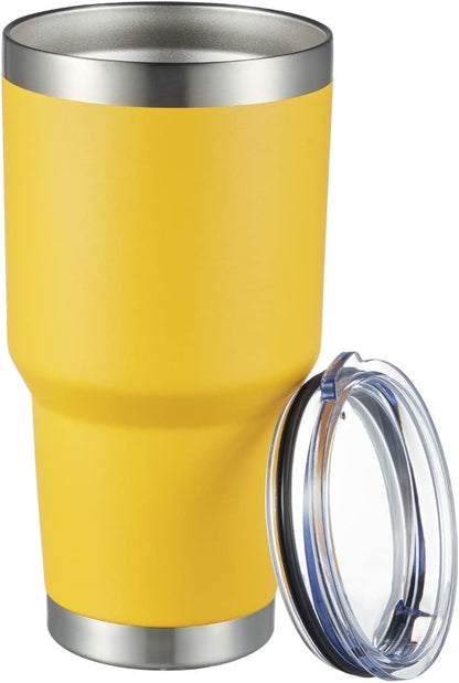 30oz Tumbler Double Wall Vacuum Insulated Travel Mug, Stainless Steel Tumbler with Lid, Durable Powder Coated Insulated Coffee Cup for Cold & Hot Drinks (Silver)