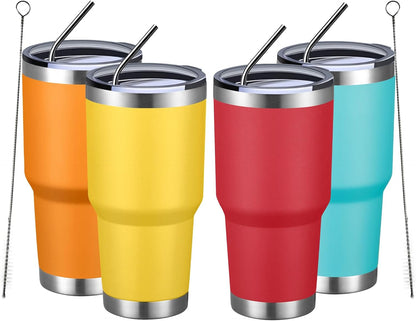 30oz Tumbler Double Wall Vacuum Insulated Travel Mug, Stainless Steel Tumbler with Lid, Durable Powder Coated Insulated Coffee Cup for Cold & Hot Drinks (Silver)