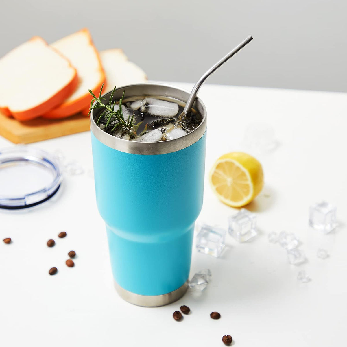 30oz Tumbler Double Wall Vacuum Insulated Travel Mug, Stainless Steel Tumbler with Lid, Durable Powder Coated Insulated Coffee Cup for Cold & Hot Drinks (Silver)