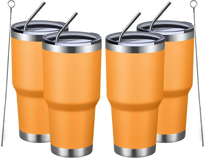 30oz Tumbler Double Wall Vacuum Insulated Travel Mug, Stainless Steel Tumbler with Lid, Durable Powder Coated Insulated Coffee Cup for Cold & Hot Drinks (Silver)