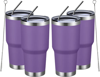 30oz Tumbler Double Wall Vacuum Insulated Travel Mug, Stainless Steel Tumbler with Lid, Durable Powder Coated Insulated Coffee Cup for Cold & Hot Drinks (Silver)