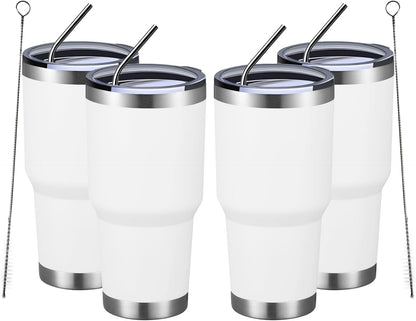 30oz Tumbler Double Wall Vacuum Insulated Travel Mug, Stainless Steel Tumbler with Lid, Durable Powder Coated Insulated Coffee Cup for Cold & Hot Drinks (Silver)