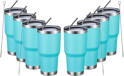 30oz Tumbler Double Wall Vacuum Insulated Travel Mug, Stainless Steel Tumbler with Lid, Durable Powder Coated Insulated Coffee Cup for Cold & Hot Drinks (Silver)