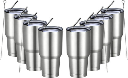 30oz Tumbler Double Wall Vacuum Insulated Travel Mug, Stainless Steel Tumbler with Lid, Durable Powder Coated Insulated Coffee Cup for Cold & Hot Drinks (Silver)