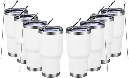 30oz Tumbler Double Wall Vacuum Insulated Travel Mug, Stainless Steel Tumbler with Lid, Durable Powder Coated Insulated Coffee Cup for Cold & Hot Drinks (Silver)