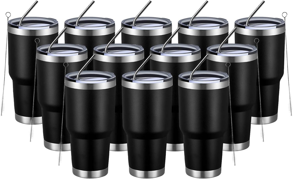 30oz Tumbler Double Wall Vacuum Insulated Travel Mug, Stainless Steel Tumbler with Lid, Durable Powder Coated Insulated Coffee Cup for Cold & Hot Drinks (Silver)