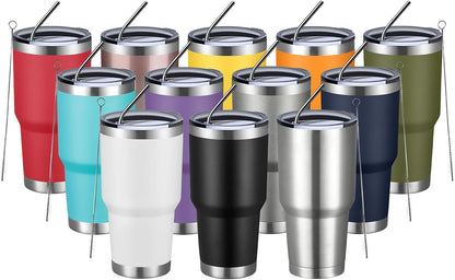 30oz Tumbler Double Wall Vacuum Insulated Travel Mug, Stainless Steel Tumbler with Lid, Durable Powder Coated Insulated Coffee Cup for Cold & Hot Drinks (Silver)