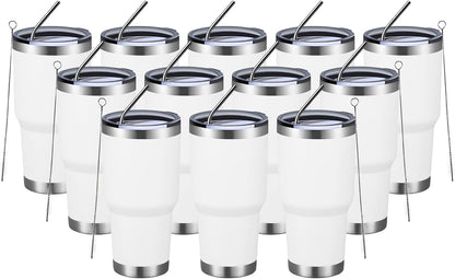 30oz Tumbler Double Wall Vacuum Insulated Travel Mug, Stainless Steel Tumbler with Lid, Durable Powder Coated Insulated Coffee Cup for Cold & Hot Drinks (Silver)