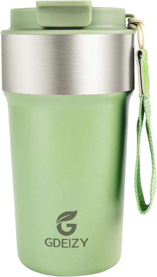 Insulated Travel Coffee Mug, 17oz Stainless Steel Leakproof Flip Straw Cup | Double Wall Vacuum Insulated, BPA-Free Material, Reusable Tumbler for Hot & Cold Drinks, Classic Black, Fits Car Cup Holders