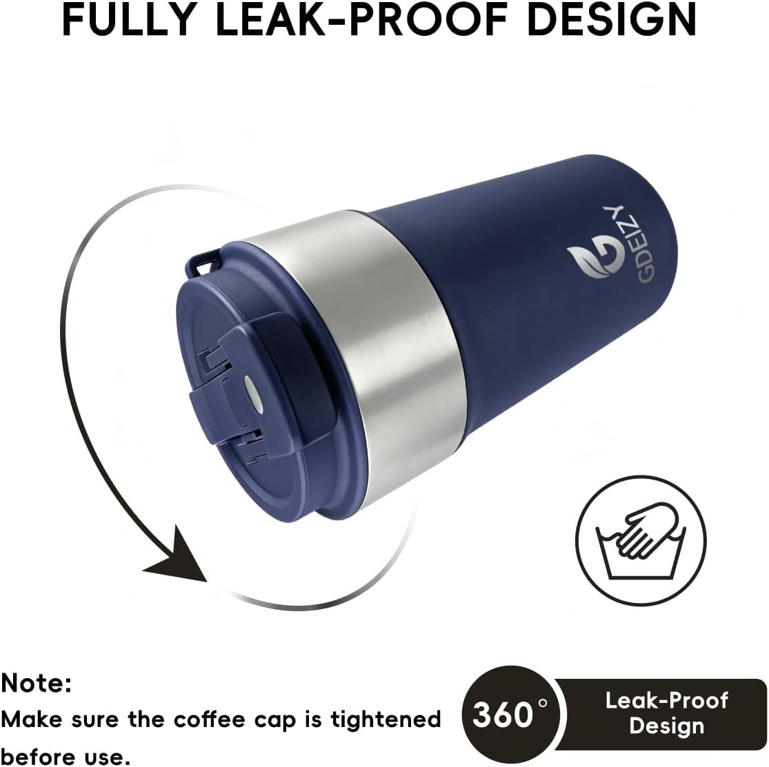 Insulated Travel Coffee Mug, 17oz Stainless Steel Leakproof Flip Straw Cup | Double Wall Vacuum Insulated, BPA-Free Material, Reusable Tumbler for Hot & Cold Drinks, Classic Black, Fits Car Cup Holders