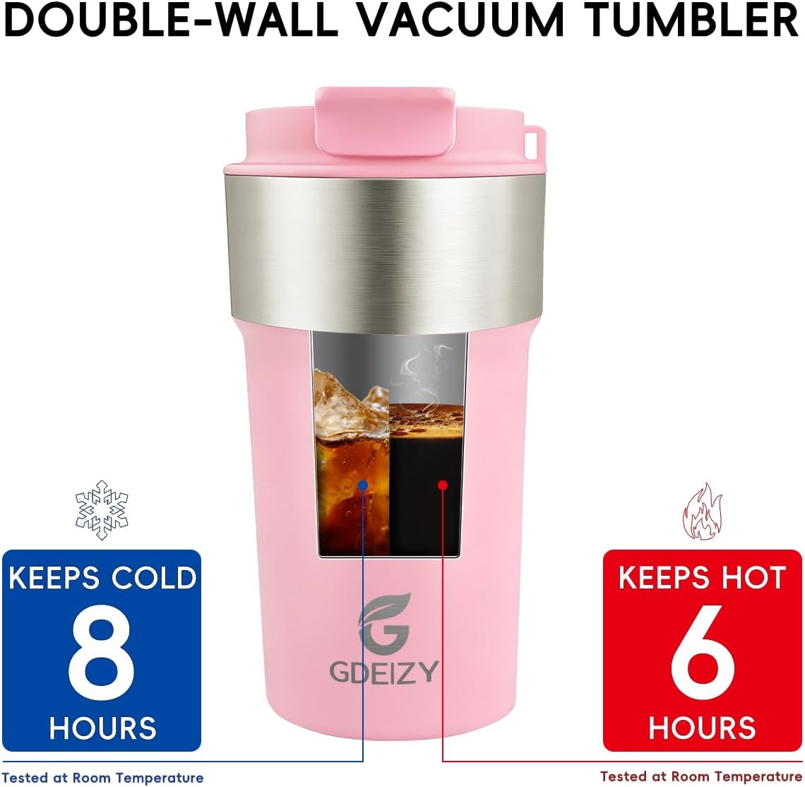 Insulated Travel Coffee Mug, 17oz Stainless Steel Leakproof Flip Straw Cup | Double Wall Vacuum Insulated, BPA-Free Material, Reusable Tumbler for Hot & Cold Drinks, Classic Black, Fits Car Cup Holders