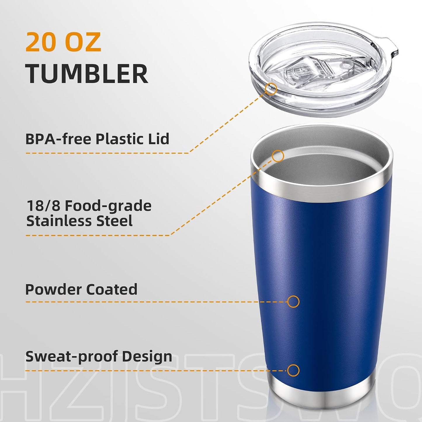 20 oz Tumbler with Lid Stainless Steel Insulated Tumblers, 1 Pack | Leak Proof Lid, Double Wall & Vacuum, Powder Coated, Fit Most Car Cup Holders, for Cold and Hot Drinks, Grey