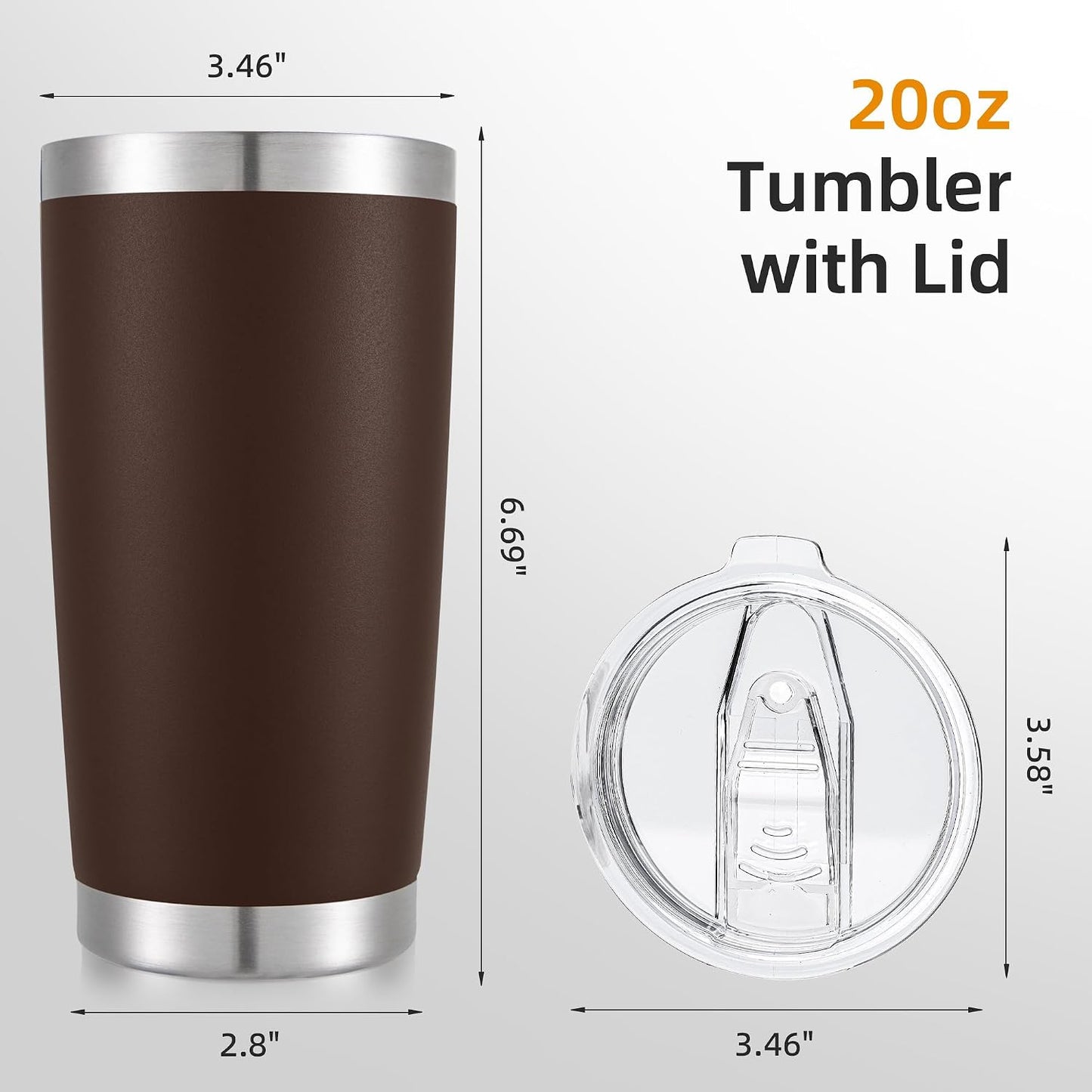 20 oz Tumbler with Lid Stainless Steel Insulated Tumblers, 1 Pack | Leak Proof Lid, Double Wall & Vacuum, Powder Coated, Fit Most Car Cup Holders, for Cold and Hot Drinks, Grey
