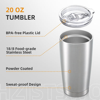 20 oz Tumbler with Lid Stainless Steel Insulated Tumblers, 1 Pack | Leak Proof Lid, Double Wall & Vacuum, Powder Coated, Fit Most Car Cup Holders, for Cold and Hot Drinks, Grey